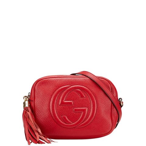 グッチ ソーホー ディスコバッグ 斜め掛け ショルダーバッグ 308364 レッド レザー レディース GUCCI 【中古】