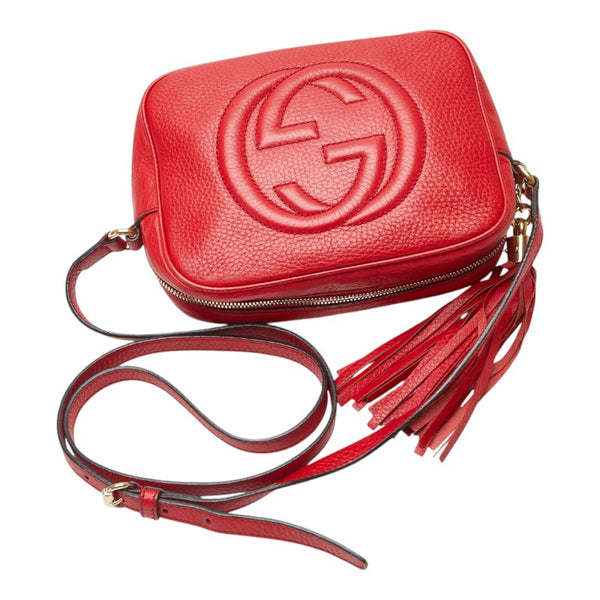 グッチ ソーホー ディスコバッグ 斜め掛け ショルダーバッグ 308364 レッド レザー レディース GUCCI 【中古】