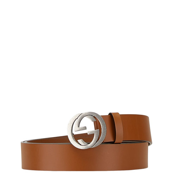グッチ インターロッキングG ベルト サイズ:105/42 546389 ブラウン レザー メンズ GUCCI 【中古】