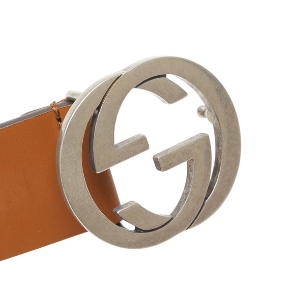 グッチ インターロッキングG ベルト サイズ:105/42 546389 ブラウン レザー メンズ GUCCI 【中古】