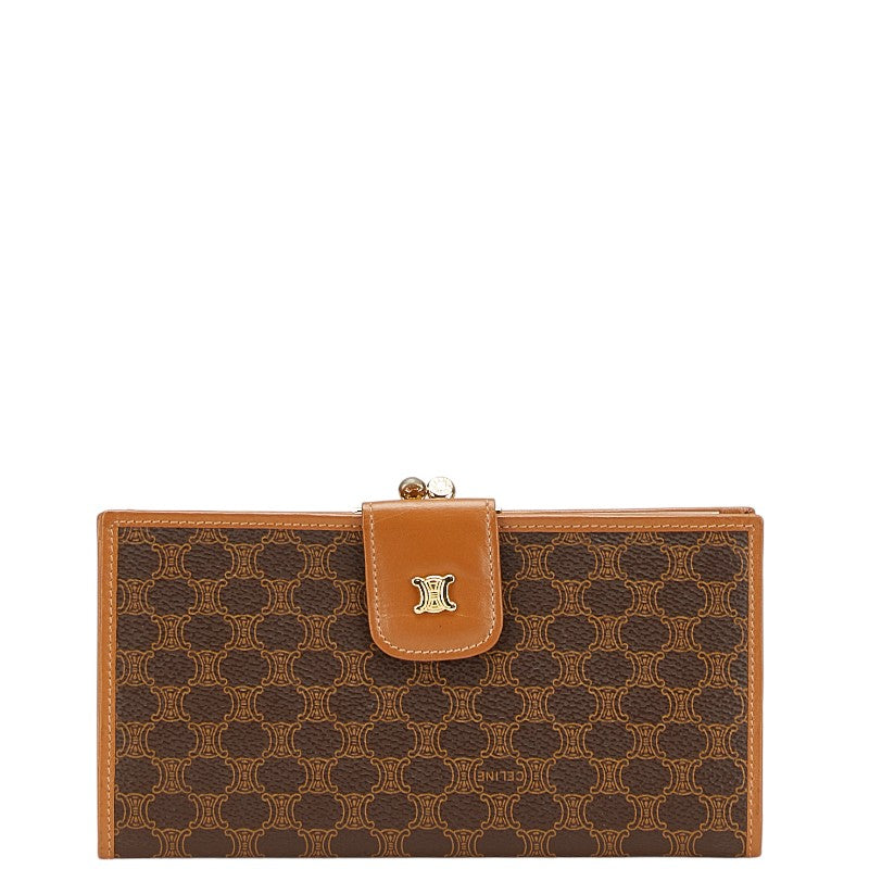 セリーヌ マカダム 長財布 ブラウン PVC レザー レディース CELINE 【中古】