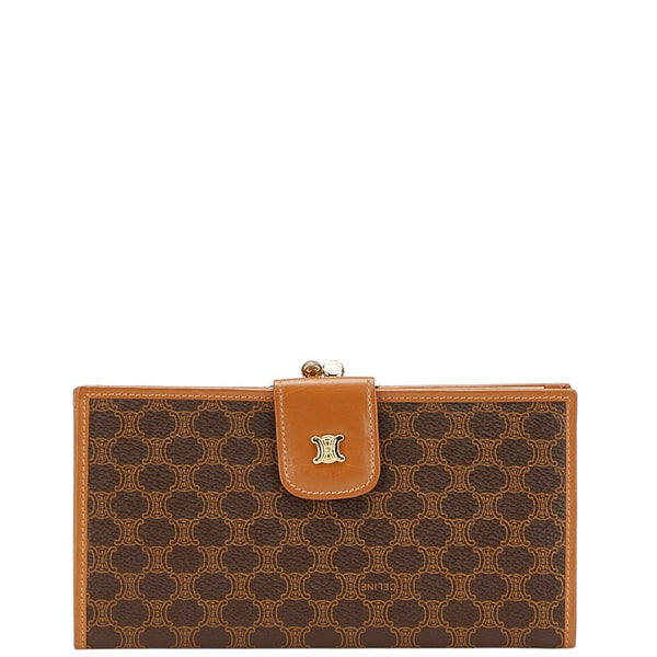 セリーヌ マカダム 長財布 ブラウン PVC レザー レディース CELINE 【中古】