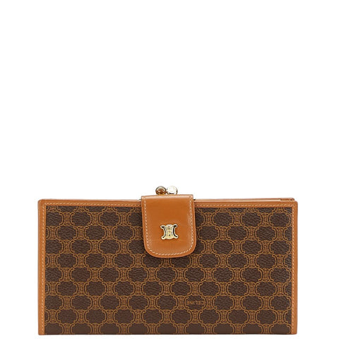 セリーヌ マカダム 長財布 ブラウン PVC レザー レディース CELINE 【中古】