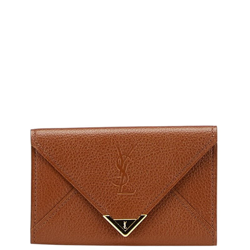 サンローラン ロゴ キーケース 5連 ブラウン レザー レディース SAINT LAURENT 【中古】