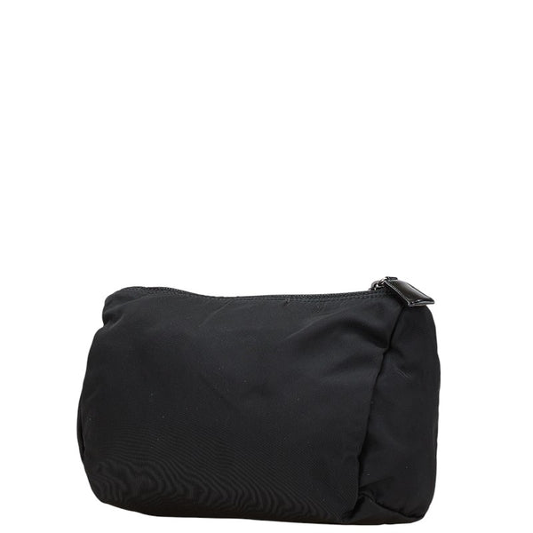 プラダ 三角ロゴプレート ポーチ ブラック ナイロン レディース PRADA 【中古】