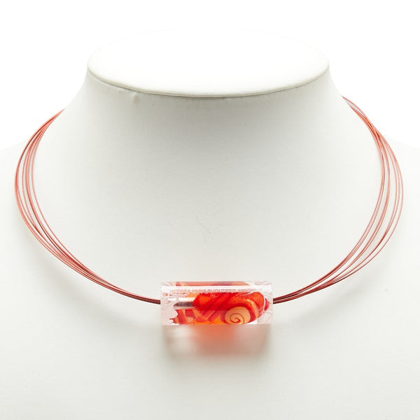 エルメス Ricine リシネ BIJOUTERIE FANTAISIE チョーカー レッド 樹脂系 SV925 シルバー レディース HERMES 【中古】