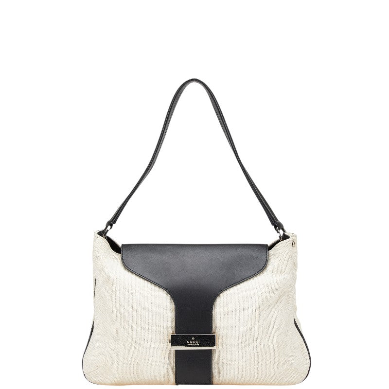 グッチ ワンショルダーバッグ ハンドバッグ 001 4035 001553 アイボリー ブラック キャンバス レザー レディース GUCCI 【中古】