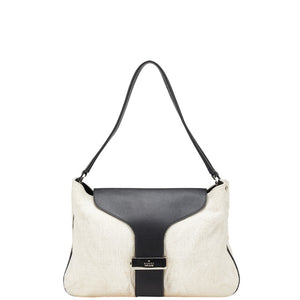 グッチ ワンショルダーバッグ ハンドバッグ 001 4035 001553 アイボリー ブラック キャンバス レザー レディース GUCCI 【中古】