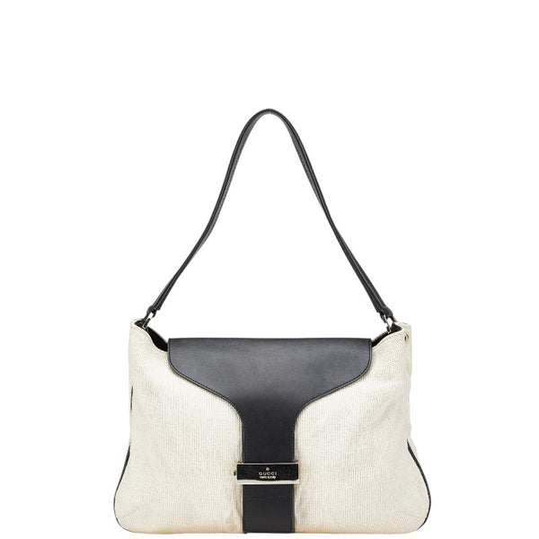 グッチ ワンショルダーバッグ ハンドバッグ 001 4035 001553 アイボリー ブラック キャンバス レザー レディース GUCCI 【中古】