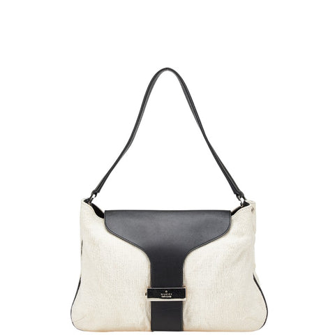 グッチ ワンショルダーバッグ ハンドバッグ 001 4035 001553 アイボリー ブラック キャンバス レザー レディース GUCCI 【中古】