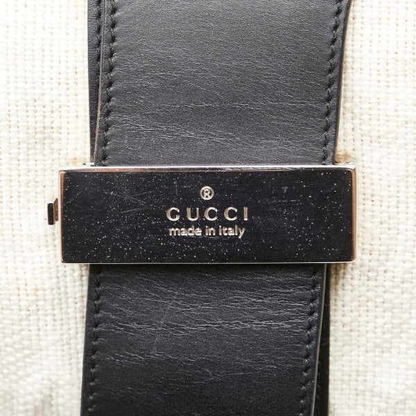グッチ ワンショルダーバッグ ハンドバッグ 001 4035 001553 アイボリー ブラック キャンバス レザー レディース GUCCI 【中古】