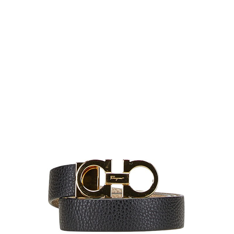 サルヴァトーレフェラガモ ガンチーニ リバーシブル ベルト ブラック ベージュ レザー レディース Salvatore Ferragamo 【中古】