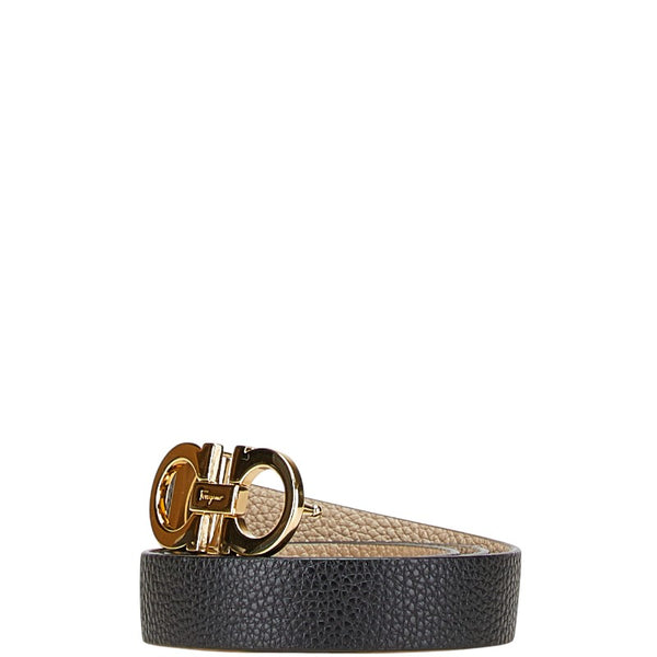 サルヴァトーレフェラガモ ガンチーニ リバーシブル ベルト ブラック ベージュ レザー レディース Salvatore Ferragamo 【中古】