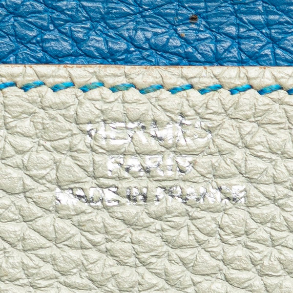 エルメス ドゴンデュオ ドゴンGM 長財布 ライトグレー ブルー トゴ レディース HERMES 【中古】