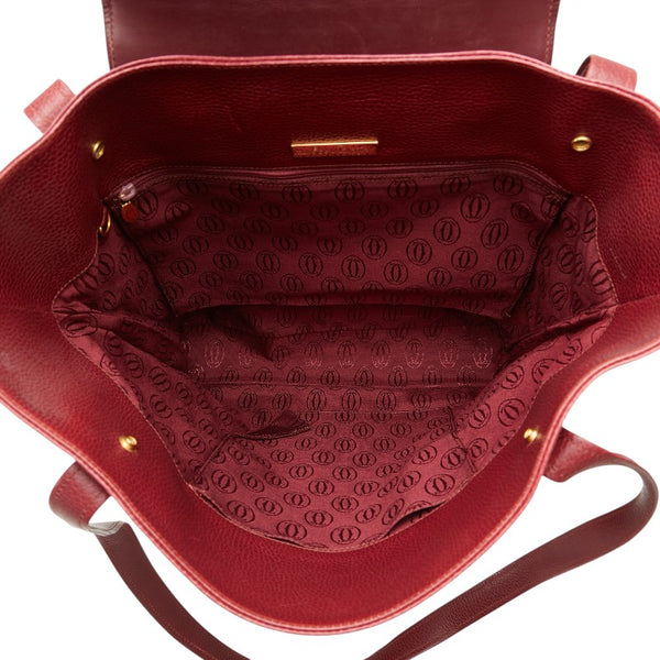 カルティエ トートバッグ ショルダーバッグ ワインレッド ボルドー レザー レディース CARTIER 【中古】