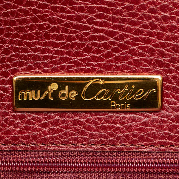 カルティエ トートバッグ ショルダーバッグ ワインレッド ボルドー レザー レディース CARTIER 【中古】