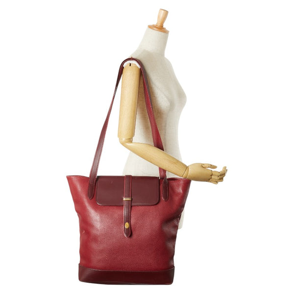 カルティエ トートバッグ ショルダーバッグ ワインレッド ボルドー レザー レディース CARTIER 【中古】
