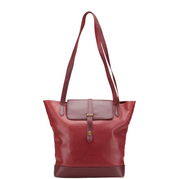 カルティエ トートバッグ ショルダーバッグ ワインレッド ボルドー レザー レディース CARTIER 【中古】