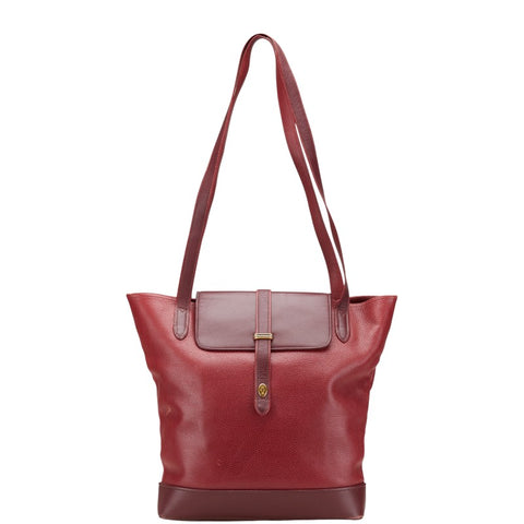 カルティエ トートバッグ ショルダーバッグ ワインレッド ボルドー レザー レディース CARTIER 【中古】