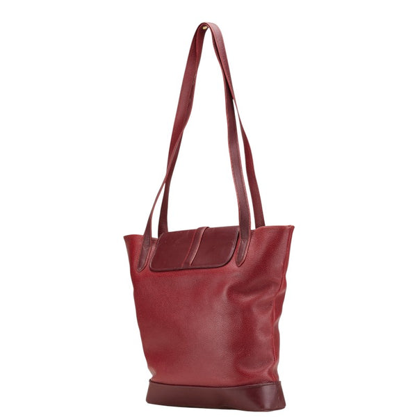 カルティエ トートバッグ ショルダーバッグ ワインレッド ボルドー レザー レディース CARTIER 【中古】