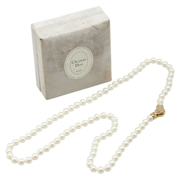ディオール パール ラインストーン ネックレス ゴールド メッキ レディース Dior 【中古】