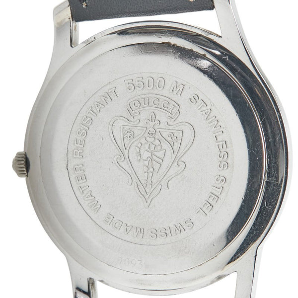 グッチ シェリーライン ベルト（社外品） 腕時計 5500M クオーツ ブラック文字盤 ステンレススチール レザー メンズ GUCCI 【中古】