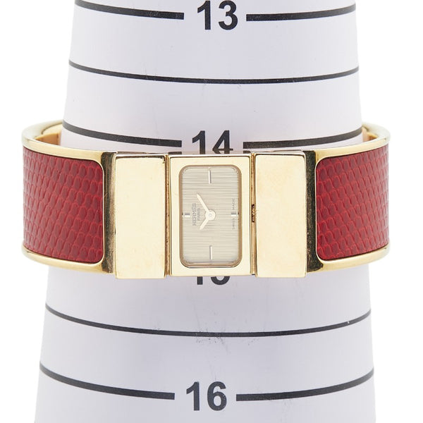 エルメス ロケ バングルウォッチ L01.201 クオーツ ゴールド文字盤 ステンレススチール リザード レディース HERMES 【中古】