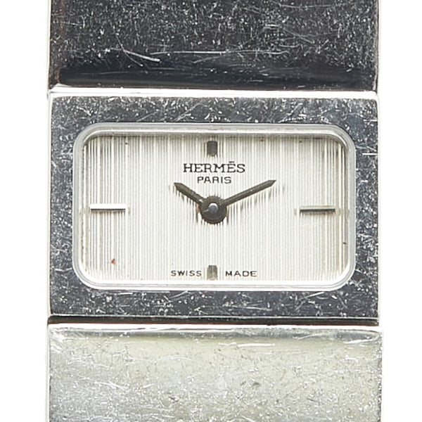 エルメス ロケ バングルウォッチ L01.210 クオーツ シルバー文字盤 ステンレススチール リザード レディース HERMES 【中古】