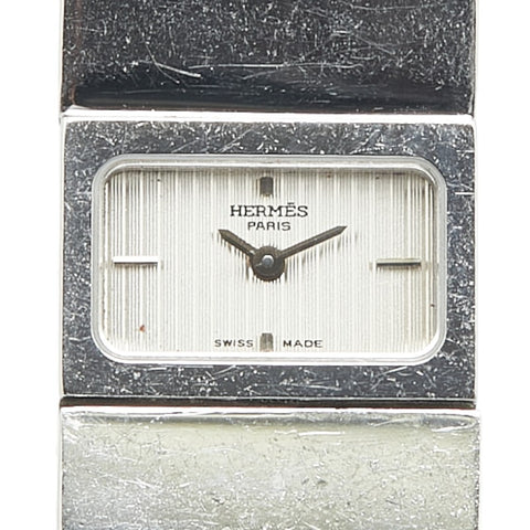 エルメス ロケ バングルウォッチ L01.210 クオーツ シルバー文字盤 ステンレススチール リザード レディース HERMES 【中古】