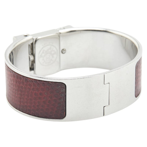 エルメス ロケ バングルウォッチ L01.210 クオーツ シルバー文字盤 ステンレススチール リザード レディース HERMES 【中古】