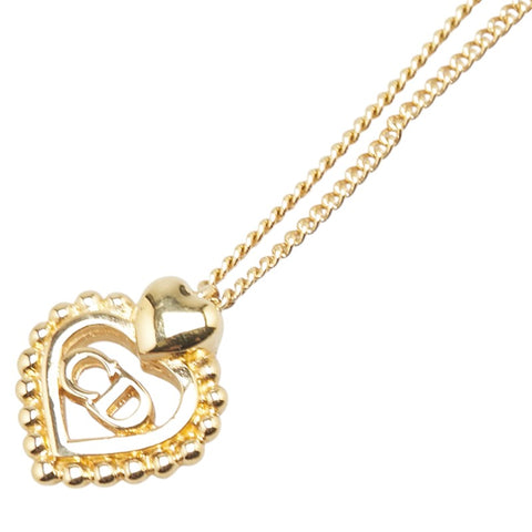 ディオール CDロゴ ハート ネックレス ゴールド メッキ レディース Dior 【中古】