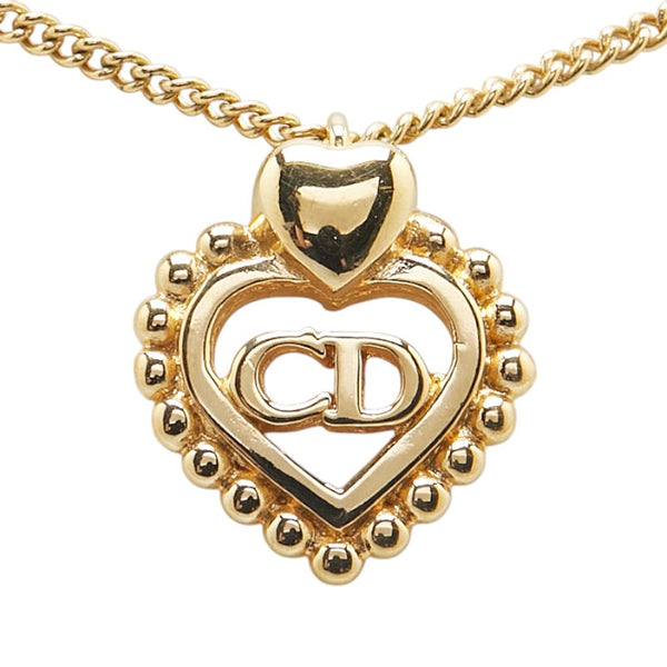 ディオール CDロゴ ハート ネックレス ゴールド メッキ レディース Dior 【中古】