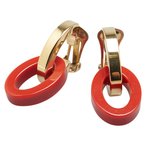 サルヴァトーレフェラガモ マーブルフープ イヤリング ゴールド レッド メッキ レディース Salvatore Ferragamo 【中古】