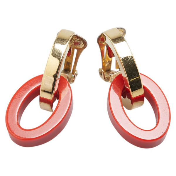 サルヴァトーレフェラガモ マーブルフープ イヤリング ゴールド レッド メッキ レディース Salvatore Ferragamo 【中古】