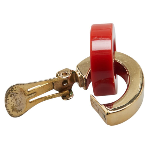 サルヴァトーレフェラガモ マーブルフープ イヤリング ゴールド レッド メッキ レディース Salvatore Ferragamo 【中古】