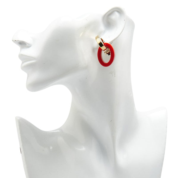 サルヴァトーレフェラガモ マーブルフープ イヤリング ゴールド レッド メッキ レディース Salvatore Ferragamo 【中古】