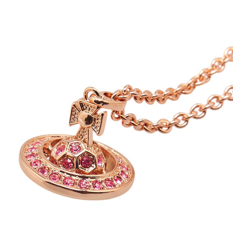 ヴィヴィアンウエストウッド グラデーション オーブ ラインストーン ネックレス ゴールド ピンク メッキ レディース Vivienne Westwood 【中古】