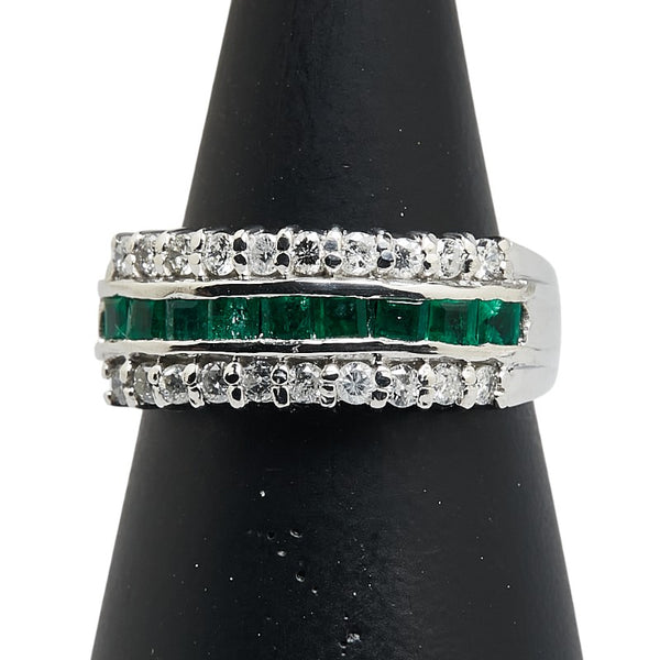 ノーブランド Pt900 プラチナ エメラルド0.55ct ダイヤ0.45ct リング 指輪 レディース no brand 12号 【中古】