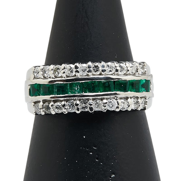 ノーブランド Pt900 プラチナ エメラルド0.55ct ダイヤ0.45ct リング 指輪 レディース no brand 12号 【中古】