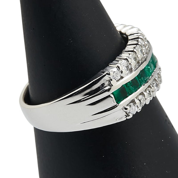 ノーブランド Pt900 プラチナ エメラルド0.55ct ダイヤ0.45ct リング 指輪 レディース no brand 12号 【中古】