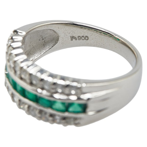ノーブランド Pt900 プラチナ エメラルド0.55ct ダイヤ0.45ct リング 指輪 レディース no brand 12号 【中古】