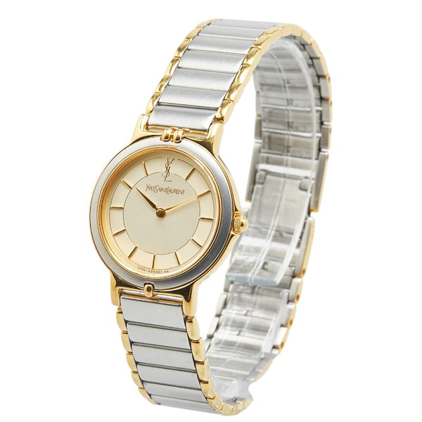 サンローラン 腕時計 228481 クオーツ ゴールド文字盤 ステンレススチール メッキ レディース SAINT LAURENT 【中古】