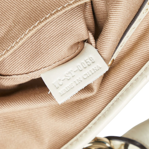 セリーヌ マカダム ブギーバッグ ハンドバッグ ベージュ ホワイト キャンバス レザー レディース CELINE 【中古】