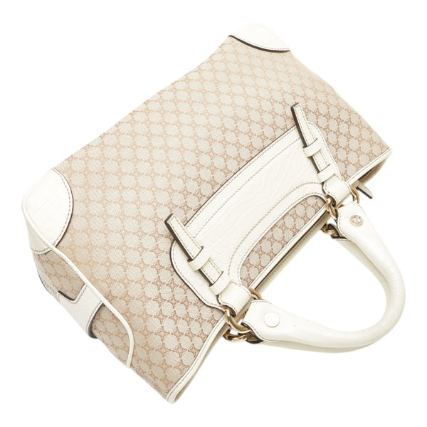 セリーヌ マカダム ブギーバッグ ハンドバッグ ベージュ ホワイト キャンバス レザー レディース CELINE 【中古】