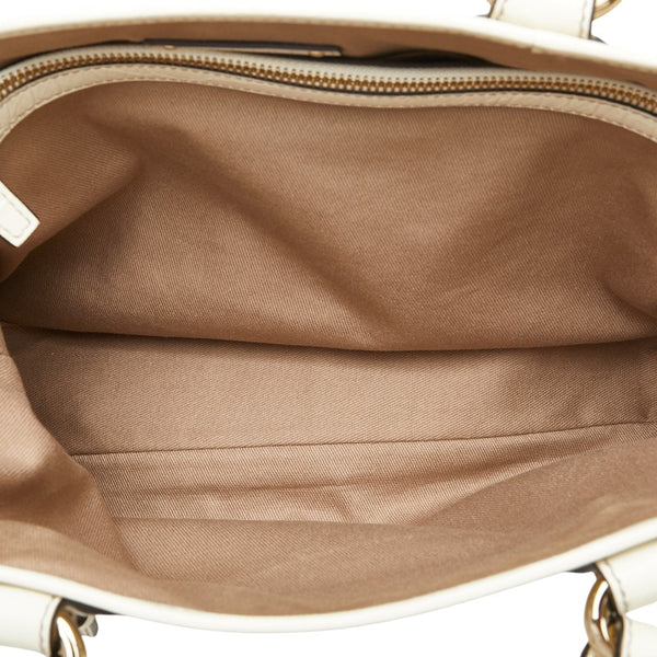 セリーヌ マカダム ブギーバッグ ハンドバッグ ベージュ ホワイト キャンバス レザー レディース CELINE 【中古】