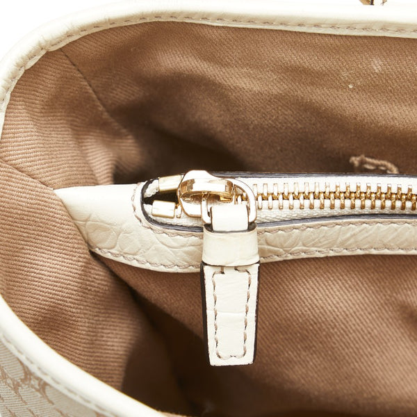 セリーヌ マカダム ブギーバッグ ハンドバッグ ベージュ ホワイト キャンバス レザー レディース CELINE 【中古】