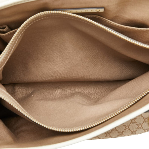 セリーヌ マカダム ブギーバッグ ハンドバッグ ベージュ ホワイト キャンバス レザー レディース CELINE 【中古】