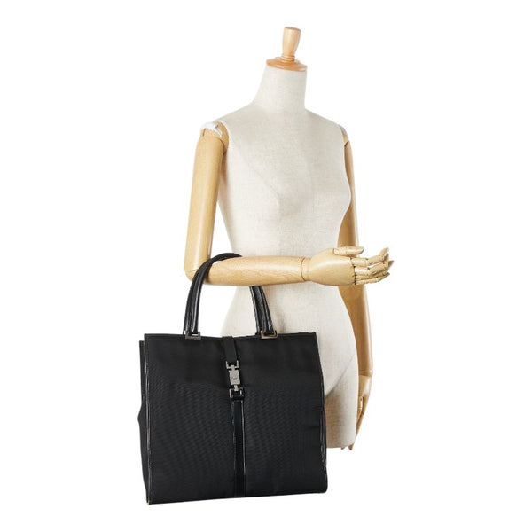 グッチ ジャッキーライン トートバッグ 002 1064 3444 ブラック キャンバス レザー レディース GUCCI 【中古】