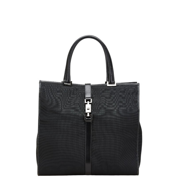 グッチ ジャッキーライン トートバッグ 002 1064 3444 ブラック キャンバス レザー レディース GUCCI 【中古】
