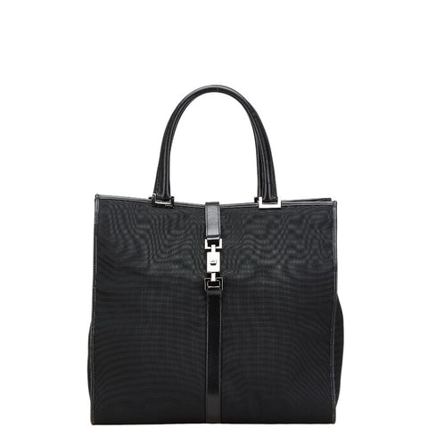 グッチ ジャッキーライン トートバッグ 002 1064 3444 ブラック キャンバス レザー レディース GUCCI 【中古】